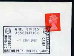 Postmark - Great Britain 1970 cover bearing special cancellation for Girl Guides diamond Jubilee, Hulton park, stamps on scouts, stamps on guides