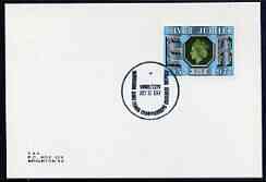 Postmark - Great Britain 1977 card bearing illustrated cancellation for Wimbledon Lawn Tennis Championships, stamps on sport, stamps on tennis