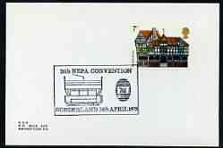 Postmark - Great Britain 1975 card bearing illustrated cancellation for 26th NEPA Convention, Sunderland, showing early Tram, stamps on postal, stamps on trams