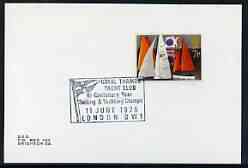 Postmark - Great Britain 1975 card bearing illustrated cancellation for Royal Thames Yacht Club, London, stamps on yachts, stamps on sailing