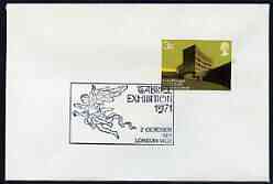 Postmark - Great Britain 1971 cover bearing illustrated cancellation for Garbiel Exhibition, London, stamps on , stamps on  stamps on angels, stamps on  stamps on london