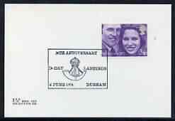 Postmark - Great Britain 1974 card bearing illustrated cancellation for 30th Anniversary D-Day Landings, Durham, stamps on , stamps on  stamps on militaria, stamps on  stamps on battles, stamps on  stamps on  ww2 , stamps on  stamps on 