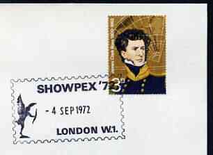 Postmark - Great Britain 1972 cover bearing illustrated cancellation for Showpex '72 showing Statue of Eros, stamps on , stamps on  stamps on stamp exhibitions, stamps on  stamps on london, stamps on  stamps on statues, stamps on  stamps on love, stamps on  stamps on archery