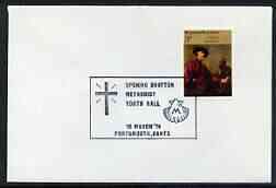 Postmark - Great Britain 1974 cover bearing illustrated cancellation for Opening Drayton Methodist Youth Hall (showing Scallop shell), stamps on religion, stamps on youth, stamps on shells, stamps on marine life