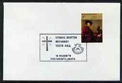 Postmark - Great Britain 1974 cover bearing illustrated cancellation for Opening Drayton Methodist Youth Hall (showing Scallop shell), stamps on religion, stamps on youth, stamps on shells, stamps on marine life