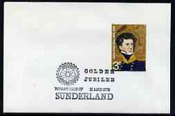 Postmark - Great Britain 1972 cover bearing special cancellation for Golden Jubilee of Rotary Club of Sunderland, stamps on rotary