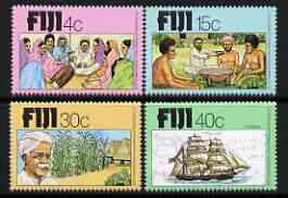 Fiji 1979 Centenary of Arrival of Indians perf set of 4 unmounted mint, SG 568-71, stamps on settlers, stamps on sugar, stamps on ships