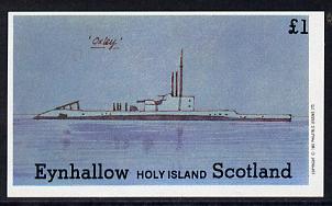 Eynhallow 1982 Submarines (Oxley) imperf souvenir sheet (£1 value) unmounted mint, stamps on ships, stamps on submarines