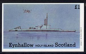 Eynhallow 1982 Submarines (Oxley) imperf souvenir sheet (£1 value) unmounted mint, stamps on ships, stamps on submarines