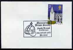 Postmark - Great Britain 1972 cover bearing illustrated cancellation for Monumental Brass Society 4th Annual Conference, stamps on brass, stamps on death