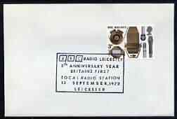 Postmark - Great Britain 1972 cover bearing illustrated cancellation for BBC Radio Leicester 5th Anniversary, stamps on radio
