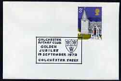 Postmark - Great Britain 1972 cover bearing special cancellation for Golden Jubilee of Colchester Rotary Club, stamps on rotary, stamps on arms, stamps on heraldry