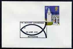 Postmark - Great Britain 1972 cover bearing illustrated cancellation for Methodist Conference, Nottingham showing stylised fish, stamps on religion, stamps on fish