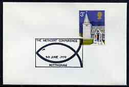 Postmark - Great Britain 1972 cover bearing illustrated cancellation for Methodist Conference, Nottingham showing stylised fish, stamps on , stamps on  stamps on religion, stamps on  stamps on fish