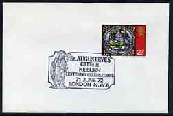 Postmark - Great Britain 1972 cover bearing illustrated cancellation for St Augustine's Church Centenary, Kilburn, stamps on churches