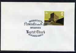 Postmark - Great Britain 1972 cover bearing illustrated cancellation for Centenary Day of Newcastle under Lyme Baptist Church, stamps on churches