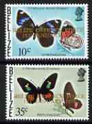 Belize 1978 Belize Defence Force opt (on Butterflies) set of 2 unmounted mint, SG 462-63*, stamps on , stamps on  stamps on butterflies, stamps on  stamps on militaria