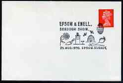 Postmark - Great Britain 1970 cover bearing illustrated cancellation for Epsom & Ewell Borogh Show (showing Bee Hive, Vegetables & Wine), stamps on bees, stamps on honey, stamps on wine, stamps on food, stamps on fruit