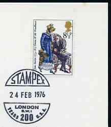 Postmark - Great Britain 1976 card bearing special cancellation for Stampex 1976 (200 Years USA), stamps on stamp exhibitions, stamps on americana, stamps on 