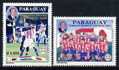 Paraguay 2002 Football World Cup (Japan/Korea) perf set of 2 unmounted mint (only 15,000 produced), stamps on , stamps on  stamps on football, stamps on  stamps on sport