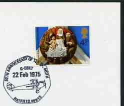 Postmark - Great Britain 1975 card bearing illustrated cancellation for 50th Anniversary of Tiger Moth, stamps on aviation, stamps on dh