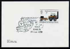 Postmark - Great Britain 1975 card bearing illustrated cancellation for Torbay Steam Railway 25th Anniversary, stamps on railways, stamps on 