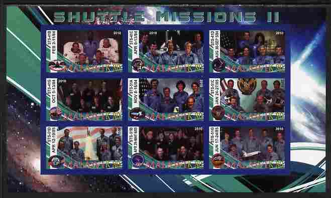 Malawi 2010 Space Shuttle Missions #02 imperf sheetlet containing 9 values unmounted mint, stamps on , stamps on  stamps on space, stamps on  stamps on shuttle