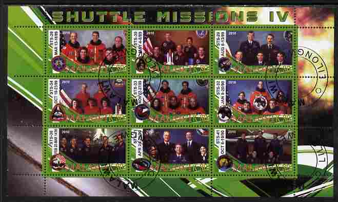 Malawi 2010 Space Shuttle Missions #04 perf sheetlet containing 9 values fine cto used, stamps on space, stamps on shuttle