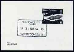 Postmark - Great Britain 1976 card bearing special cancellation for All England Lawn Tennis Championship, Wimbledon, stamps on sport, stamps on tennis