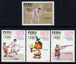 Peru 1990 4th South American Games (1st issue) perf set of 4 unmounted mint, SG 1746-49, stamps on sport, stamps on shooting, stamps on football, stamps on athletics