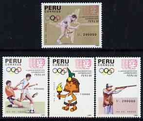 Peru 1990 4th South American Games (1st issue) perf set of 4 unmounted mint, SG 1746-49, stamps on , stamps on  stamps on sport, stamps on  stamps on shooting, stamps on  stamps on football, stamps on  stamps on athletics