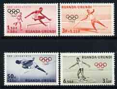 Ruanda-Urundi 1960 Child Welfare - Rome Olympic Games perf set of 5 unmounted mint, SG 223-27, stamps on olympics, stamps on high jump, stamps on hurdles, stamps on football, stamps on javelin, stamps on discus, stamps on sport