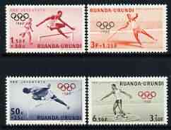 Ruanda-Urundi 1960 Child Welfare - Rome Olympic Games perf set of 5 unmounted mint, SG 223-27, stamps on olympics, stamps on high jump, stamps on hurdles, stamps on football, stamps on javelin, stamps on discus, stamps on sport