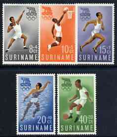 Surinam 1960 Rome Olympic Games perf set of 5 unmounted mint, SG 471-75, stamps on , stamps on  stamps on olympics, stamps on  stamps on running, stamps on  stamps on basketball, stamps on  stamps on shot, stamps on  stamps on football, stamps on  stamps on swimming, stamps on  stamps on sport