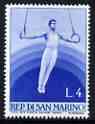 San Marino 1954 Gymnastics (Rings) 4L from Sport set of 11, SG 477 unmounted mint, stamps on gymnastics, stamps on  gym , stamps on gymnastics, stamps on 