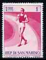 San Marino 1954 Walking 1L from Sport set of 11, SG 474 unmounted mint, stamps on , stamps on  stamps on walking