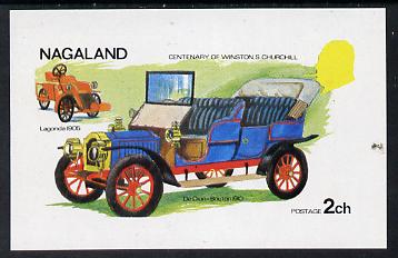 Nagaland 1974 Vintage Cars (Churchill Birth Centenary - Lagonda & De Dion) imperf souvenir sheet (2ch value) unmounted mint, stamps on cars, stamps on churchill, stamps on personalities, stamps on lagonda, stamps on de dion