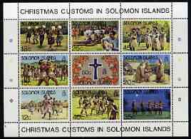 Solomon Islands 1983 Christmas perf sheetlet containing set of 9 values unmounted mint, SG MS507, stamps on christmas, stamps on dancing, stamps on music, stamps on wrestling