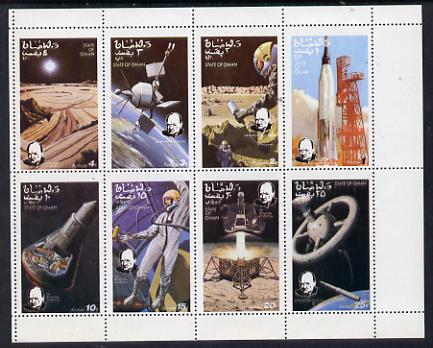 Oman 1973 Churchill Birth Centenary (Space) perf set of 8 values (1b to 25b) unmounted mint, stamps on , stamps on  stamps on churchill  personalities  space