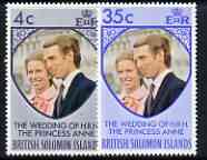 Solomon Islands 1973 Royal Wedding set of 2 unmounted mint, SG 245-46, stamps on royalty, stamps on anne, stamps on mark
