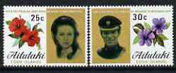 Cook Islands - Aitutaki 1973 Royal Wedding set of 2 unmounted mint, SG 82-83, stamps on royalty, stamps on anne, stamps on mark, stamps on flowers