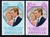 Anguilla 1973 Royal Wedding set of 2 unmounted mint, SG 165-66, stamps on , stamps on  stamps on royalty, stamps on  stamps on anne, stamps on  stamps on mark