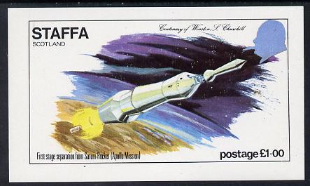 Staffa 1974 Churchill Birth Centenary (Space) imperf deluxe sheet (£1 value) unmounted mint, stamps on churchill, stamps on personalities, stamps on space