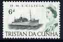 Tristan da Cunha 1965-67 HMS Cilicia 6d from def set unmounted mint, SG 77, stamps on ships, stamps on 