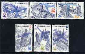 Czechoslovakia 1976 Air Praga 78 Stamp Exhibition (!st issue - Architecture) perf set of 6 unmounted mint, SG 2286-91, stamps on stamp exhibitions, stamps on aviation