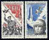 Czechoslovakia 1961 Yuro Gagarins Visit perf set of 2 unmounted mint, SG 13237-38, stamps on space, stamps on 