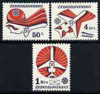 Czechoslovakia 1983 World Communications Year & Czech Airlines Anniversary perf set of 3 unmounted mint, SG 2692-94, stamps on , stamps on  stamps on communications, stamps on  stamps on aviation, stamps on  stamps on ilyushin