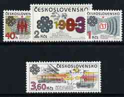 Czechoslovakia 1983 Communications perf set of 4 unmounted mint, SG 2668-71, stamps on communications, stamps on television, stamps on transport, stamps on aviation