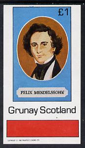 Grunay 1982 Composers (Mendelssohn) imperf souvenir sheet (Â£1 value) unmounted mint, stamps on , stamps on  stamps on music  personalities     composers