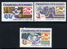 Czechoslovakia 1983 Achievements of Socialist Construction (3rd series) perf set of 3 unmounted mint, SG 2695-97, stamps on , stamps on  stamps on surveying, stamps on  stamps on  oil , stamps on  stamps on hospitals, stamps on  stamps on medical